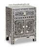 Bone Inlay Floral One Drawer Two Door Bedside Table Black 3