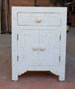 Bone Inlay Floral One Drawer Two Door Bedside Table White 1