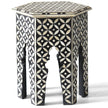 Bone Inlay Geometric Design Hexagonal Table Black  1