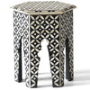 Bone Inlay Geometric Design Hexagonal Table Black  1
