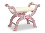 Bone Inlay Jenny Stool Floral Design Pink 3