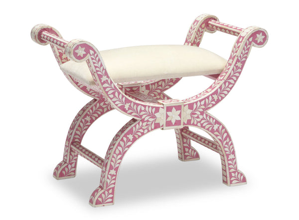 Bone Inlay Jenny Stool Floral Design Pink