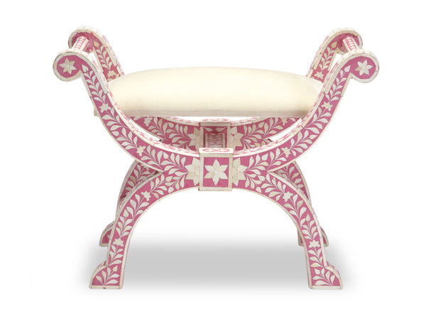 Bone Inlay Jenny Stool Floral Design Pink