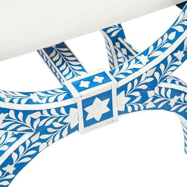 Bone Inlay Jenny Stool Floral Design Blue