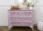 Pink Colored Bone Inlay Marrakech Chest Of 4 Drawer 1