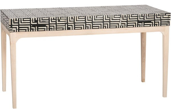 Bone Inlay Pattern Writing Table Black