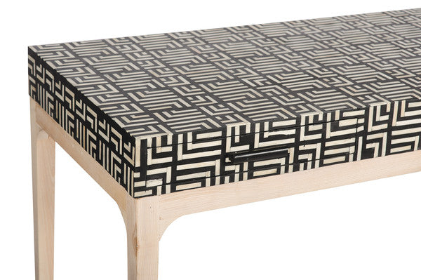 Bone Inlay Pattern Writing Table Black