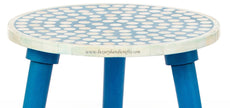 Bone Inlay Side Table Polka Dot Blue 3