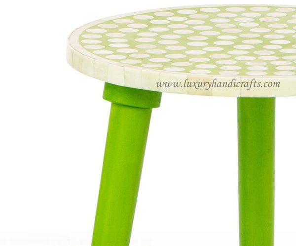 Bone Inlay Side Table Polka Dot Lime Green