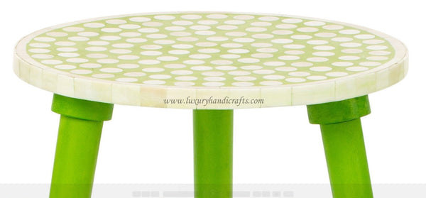 Bone Inlay Side Table Polka Dot Lime Green