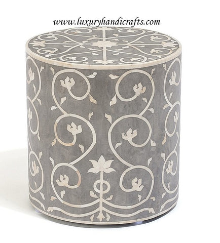 Bone Inlay Stool Bel Grey