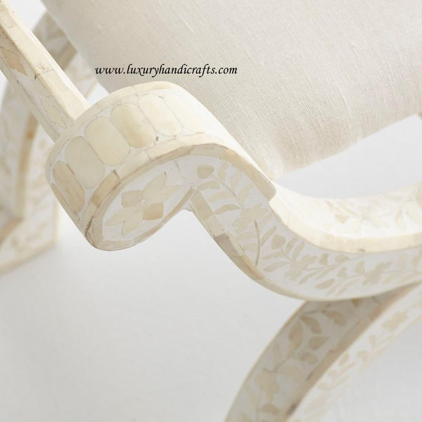 Bone Inlay Jenny Stool Floral Design White