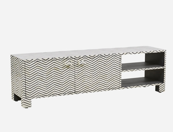 Black Bone Inlay Tv Unit Chevron Zigzag
