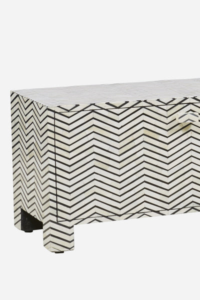 Black Bone Inlay Tv Unit Chevron Zigzag
