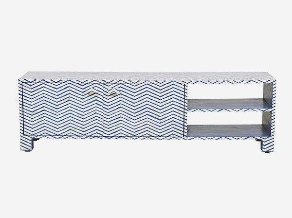 Blue Bone Inlay Tv Unit Chevron Zigzag 1