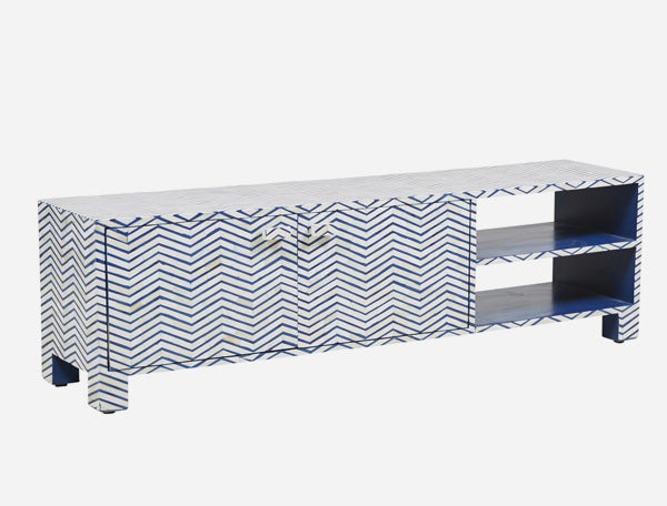 Blue Bone Inlay Tv Unit Chevron Zigzag 2
