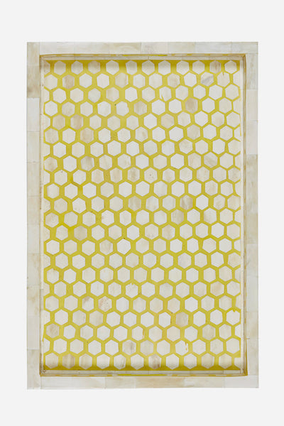 Bone Inlay Tray Inverse Hexagon Yellow 2