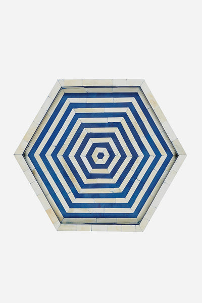 Bone Inlay Tray Stripe Hexagon Shape Dark Blue 2