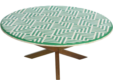 Bone Inlay Oak Coffee Table V Design