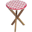 Bone Inlay Oak Side Table Square Red 1