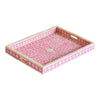 Pink Bone Inlaid Rectangular Tray Floral Design