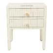 Bone Inlay 2 Drawer Bedside Table Stripe White 1