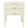 Bone Inlay 2 Drawer Bedside Table Stripe White 1