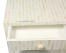 Bone Inlay 2 Drawer Bedside Table Stripe White 3