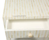 Bone Inlay 2 Drawer Bedside Table Stripe White 3