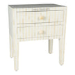 Bone Inlay 2 Drawer Bedside Table Stripe White 2