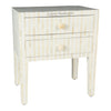 Bone Inlay 2 Drawer Bedside Table Stripe White 2