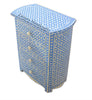 Bone Inlay 4 Drawer Geometric Bedside Blue 3