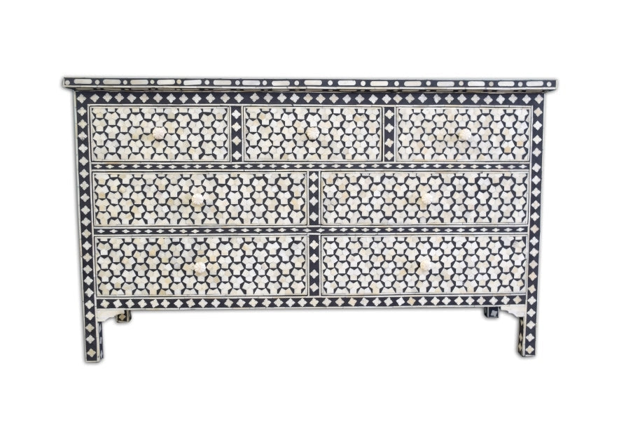 Bone Inlay 7 Drawer Targua Chest Black 1