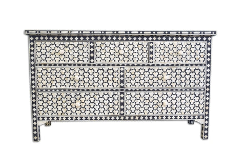 Bone Inlay 7 Drawer Targua Chest Black 1