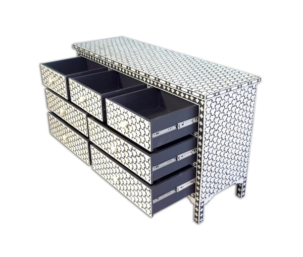 Bone Inlay 7 Drawer Targua Chest Black 3