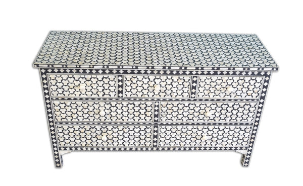 Bone Inlay 7 Drawer Targua Chest Black 2