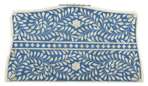 Bone Inlay Accent Chest Three Drawer Curved Leg Blue