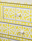 Yellow Bone Inlay Chest Of 4 Drawer Star Geometrical Design 3