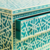 Green Bone Inlay Chest Of 3 Drawer Star Geometrical Design 4