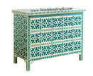 Green Bone Inlay Chest Of 3 Drawer Star Geometrical Design 2
