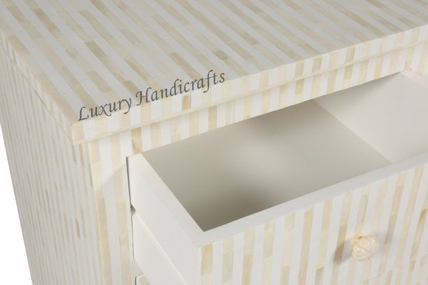 Bone Inlay Chest Of 4 Drawer Stripe White 3