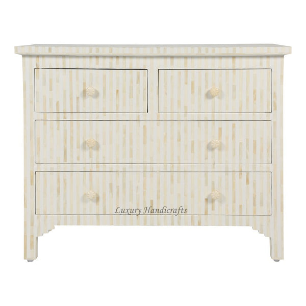 Bone Inlay Chest Of 4 Drawer Stripe White 1