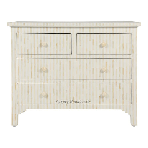 Bone Inlay Chest Of 4 Drawer Stripe White