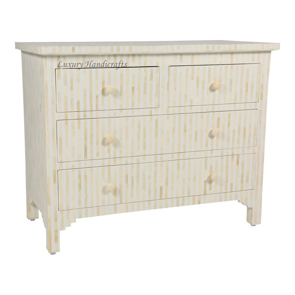 Bone Inlay Chest Of 4 Drawer Stripe White 2