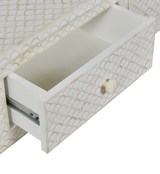 White Bone Inlay Fishscale Console 3 Drawer 3