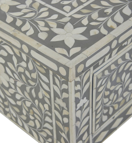 Bone Inlay Floral 3 Drawer Floral Console Edge Grey 3