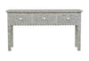 Bone Inlay Floral 3 Drawer Floral Console Edge Grey 1