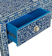 Bone Inlay Floral 3 Drawer Floral Console Edge Dark Blue 3