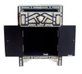 Bone Inlay Geometric Star 1 Drawer 2 Door Bedside Table Black 3