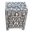 Bone Inlay Geometric Star 1 Drawer 2 Door Bedside Table Black 2